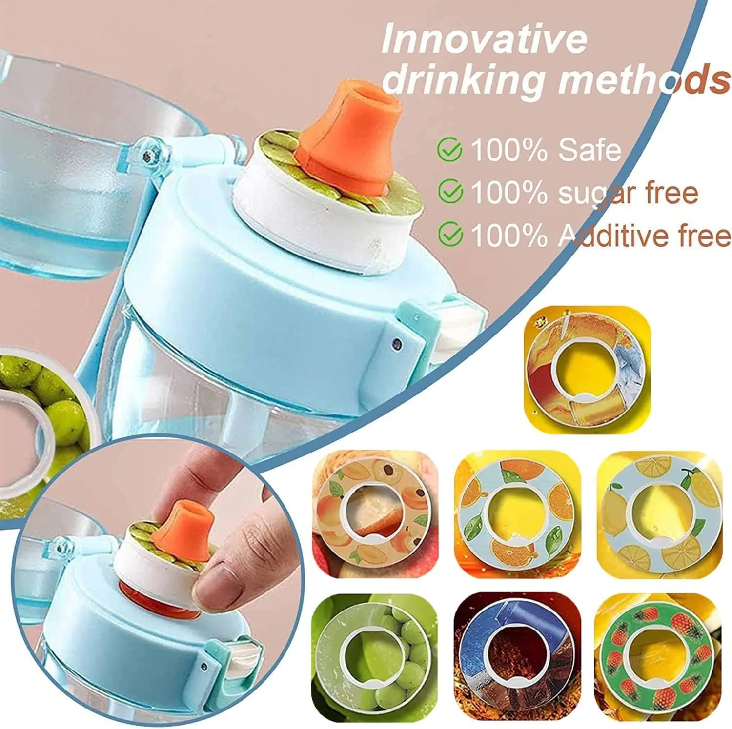 NURCIX 650ML Sports Air Water Bottle BPA Free Starter up Set Drinking Bottles, Fruit Fragrance Water Bottle,with 7 Flavour pods%0 Sugar Water Cup,for Gym, Outdoor and Gift