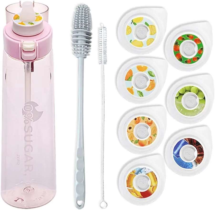 NURCIX 650ML Sports Air Water Bottle BPA Free Starter up Set Drinking Bottles, Fruit Fragrance Water Bottle,with 7 Flavour pods%0 Sugar Water Cup,for Gym, Outdoor and Gift