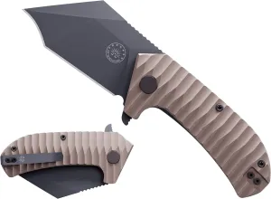 Off-Grid Knives - Raptor EDC Folding Knife with Tumbled Gray D2 Steel, Coyote Tan G10, Bearings, Deep Carry Left & Right, Hawkbill Tip, Stout Everyday Carry