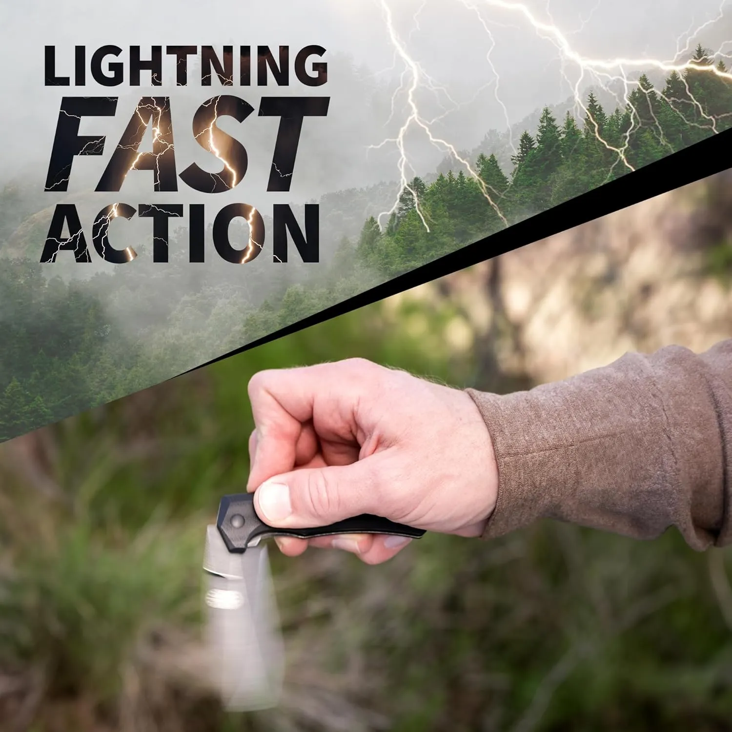 Off-Grid Knives - Stinger EDC Folding Knife with Spear Point Blade, Crucible 154CM Steel, G10 Scales, Deep Carry Clip, Everyday Carry (Blackout Spear Point)