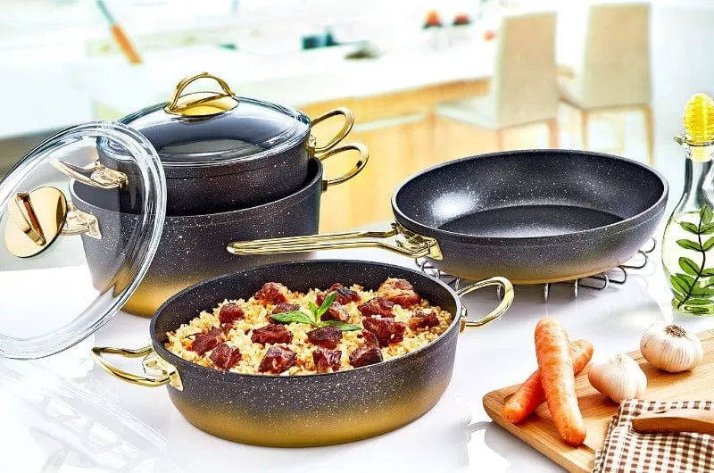 OMS Collection 7 Piece Non Stick Granite Cookware Pot Set