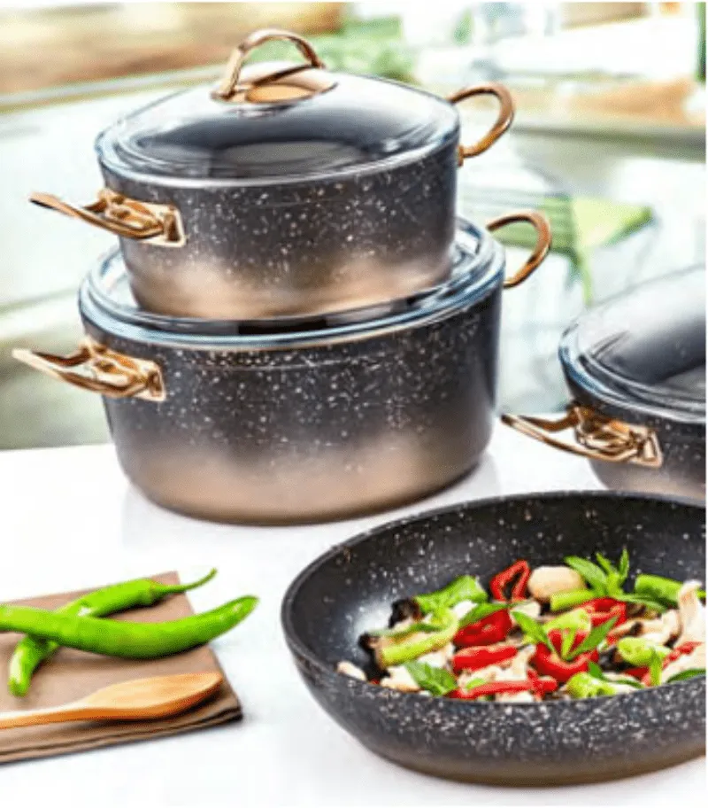 OMS Collection 7 Piece Non Stick Granite Cookware Pot Set