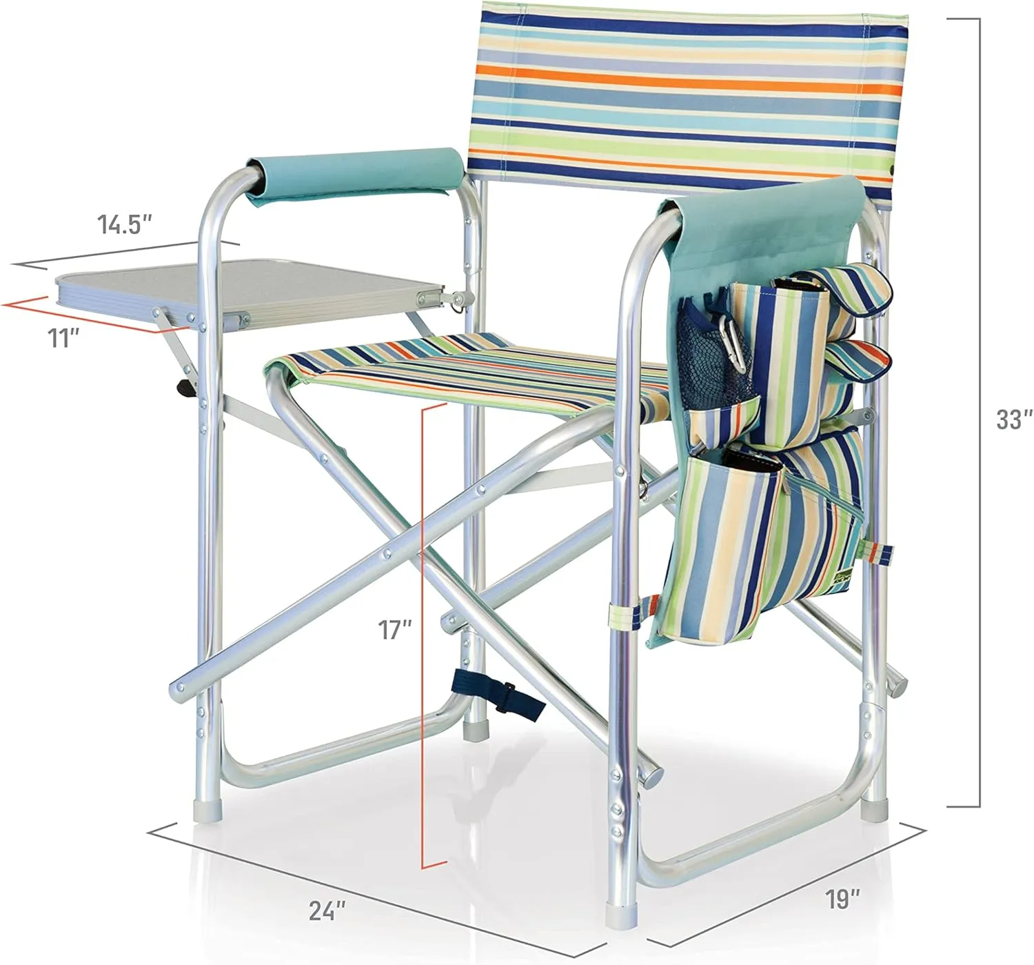 ONIVA - a Picnic Time brand - Sports Chair with Side Table, Beach Chair, Camp Chair for Adults, (St. Tropez)