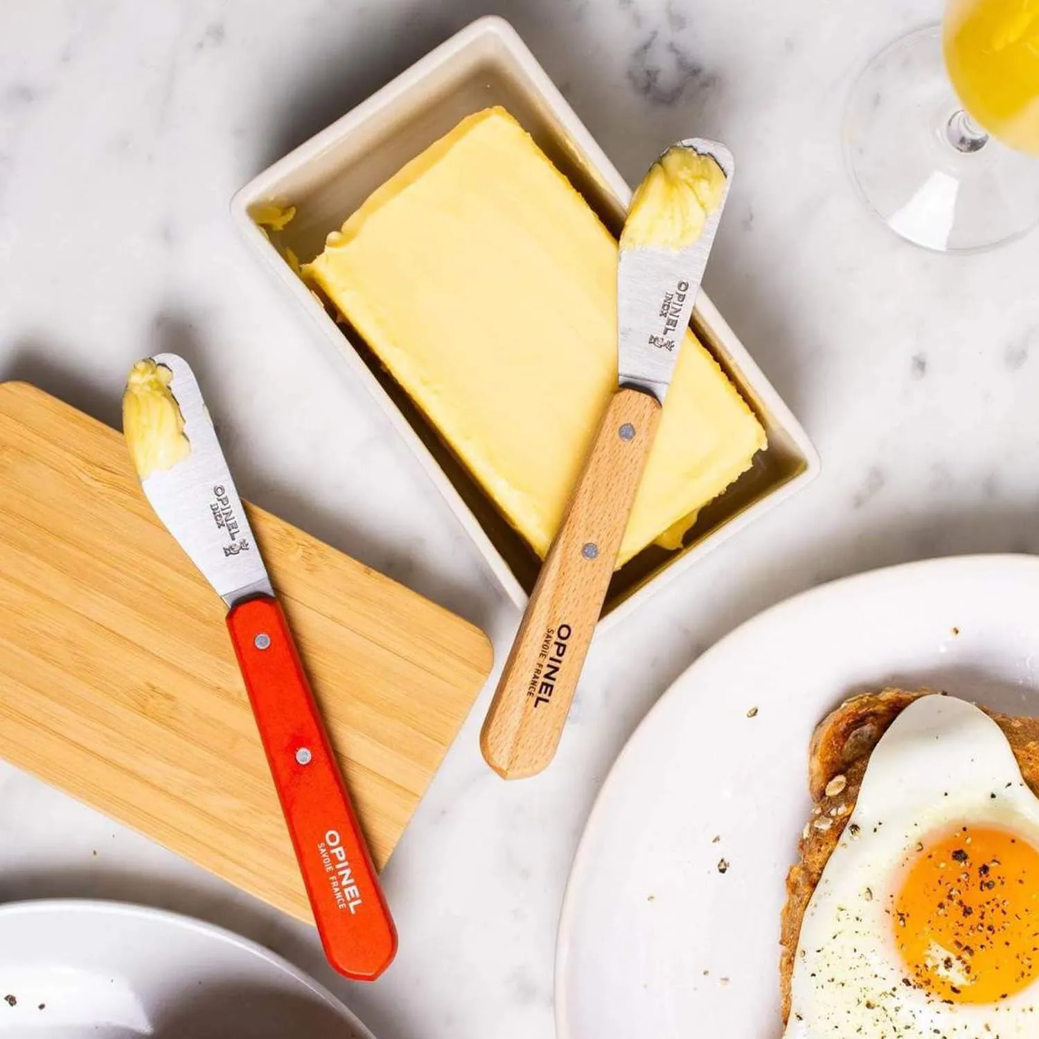OPINEL Essential No.117 Spreading   Butter Knife, Painted Hornbeam Wood Handles, Made in France (Dark Purple)