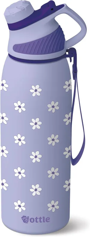 Ottle Reef Roamer Stainless Steel Water Bottle - 34 oz Insulated Flask with Leak Proof Lid, BPA free & Carry Handle - Hot & Cold Gym Water Bottle for Travel, Camping & Sports - Daisy Love
