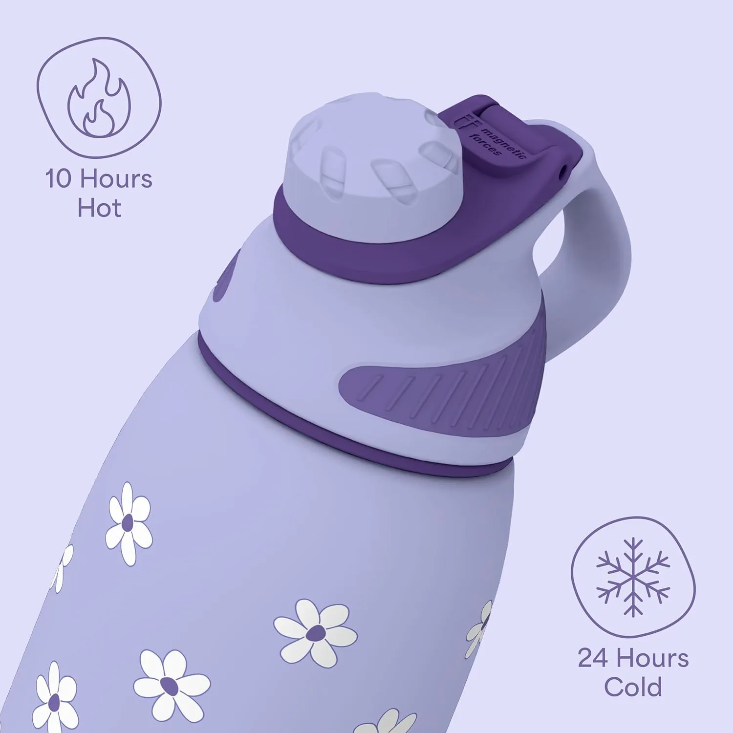 Ottle Reef Roamer Stainless Steel Water Bottle - 34 oz Insulated Flask with Leak Proof Lid, BPA free & Carry Handle - Hot & Cold Gym Water Bottle for Travel, Camping & Sports - Daisy Love