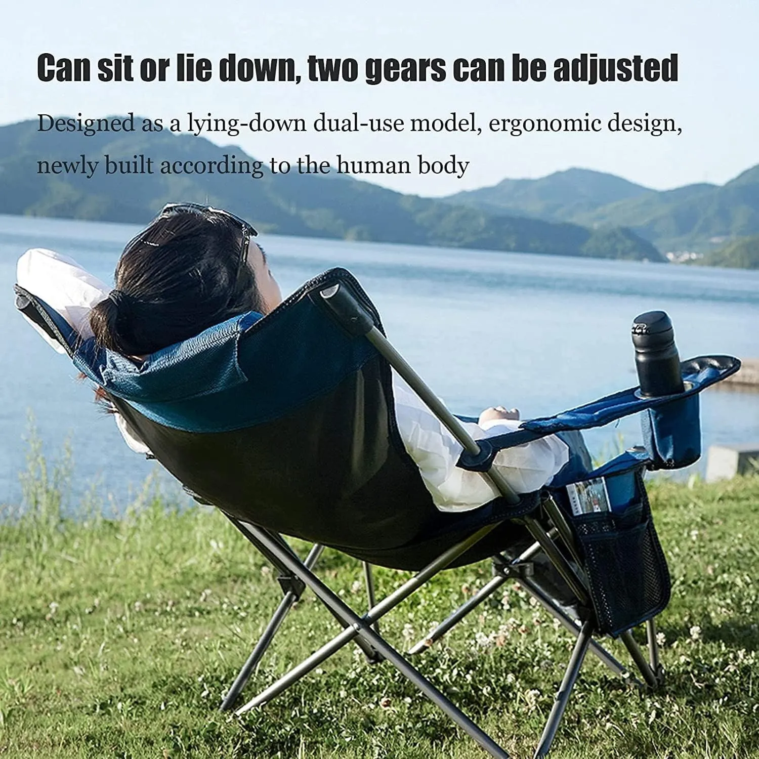 Outdoor Chair Folding Camping Chair Outdoor Folding Chair Portable Lawn Folding Seat Armchair With Cup Holder Pillow And Carry Bag Leisure Recliner Stool Camping Chair Foldable Chair ( Color : G )