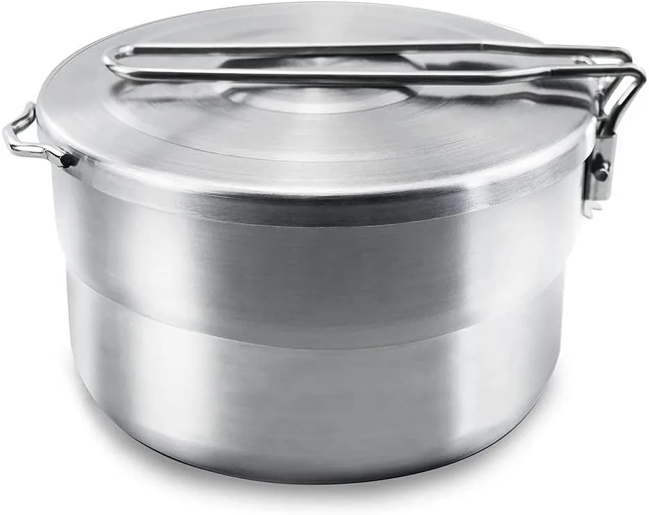 Outdoor Cooking Pot Stainless Steel Camping Pot Large Capacity Pot Applicable for Camping Hiking and More Outdoor Activities (50oz)
