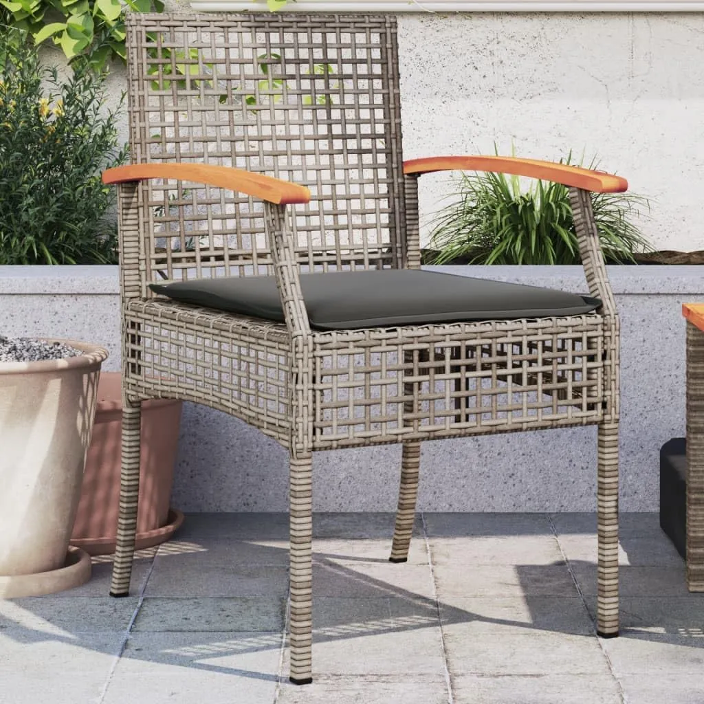 Outdoor Dining Chairs Beach Chair Dining Chairs Lounge Chair - Patio Chairs with Cushions 2 pcs Gray Poly Rattan Acacia Wood for Campsites Terrace Beaches Outside