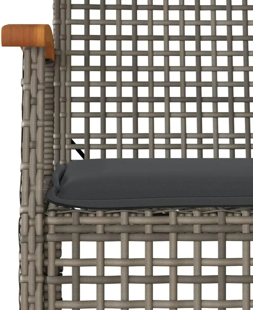Outdoor Dining Chairs Beach Chair Dining Chairs Lounge Chair - Patio Chairs with Cushions 2 pcs Gray Poly Rattan Acacia Wood for Campsites Terrace Beaches Outside