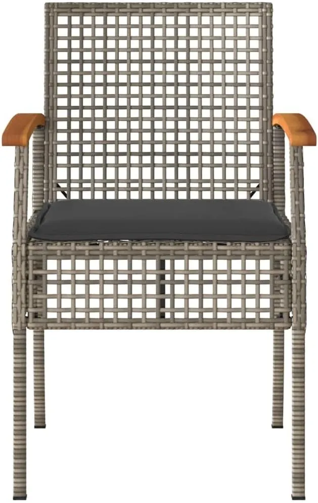 Outdoor Dining Chairs Beach Chair Dining Chairs Lounge Chair - Patio Chairs with Cushions 2 pcs Gray Poly Rattan Acacia Wood for Campsites Terrace Beaches Outside