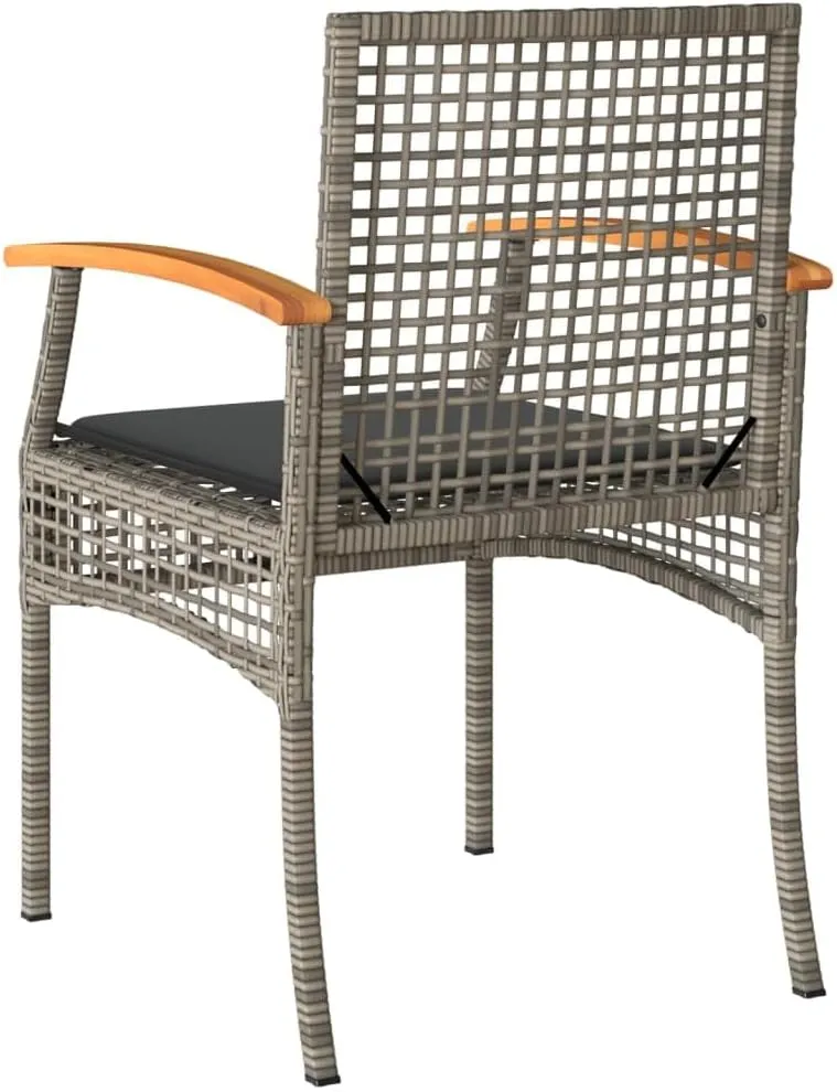 Outdoor Dining Chairs Beach Chair Dining Chairs Lounge Chair - Patio Chairs with Cushions 2 pcs Gray Poly Rattan Acacia Wood for Campsites Terrace Beaches Outside