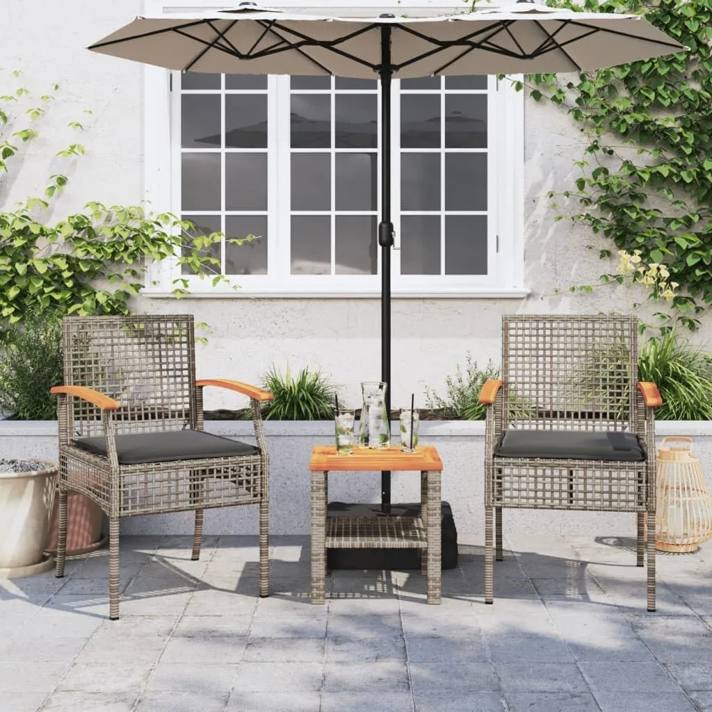 Outdoor Dining Chairs Beach Chair Dining Chairs Lounge Chair - Patio Chairs with Cushions 2 pcs Gray Poly Rattan Acacia Wood for Campsites Terrace Beaches Outside