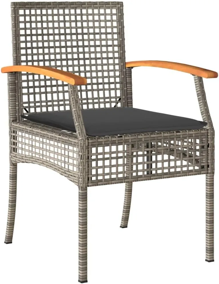 Outdoor Dining Chairs Beach Chair Dining Chairs Lounge Chair - Patio Chairs with Cushions 2 pcs Gray Poly Rattan Acacia Wood for Campsites Terrace Beaches Outside