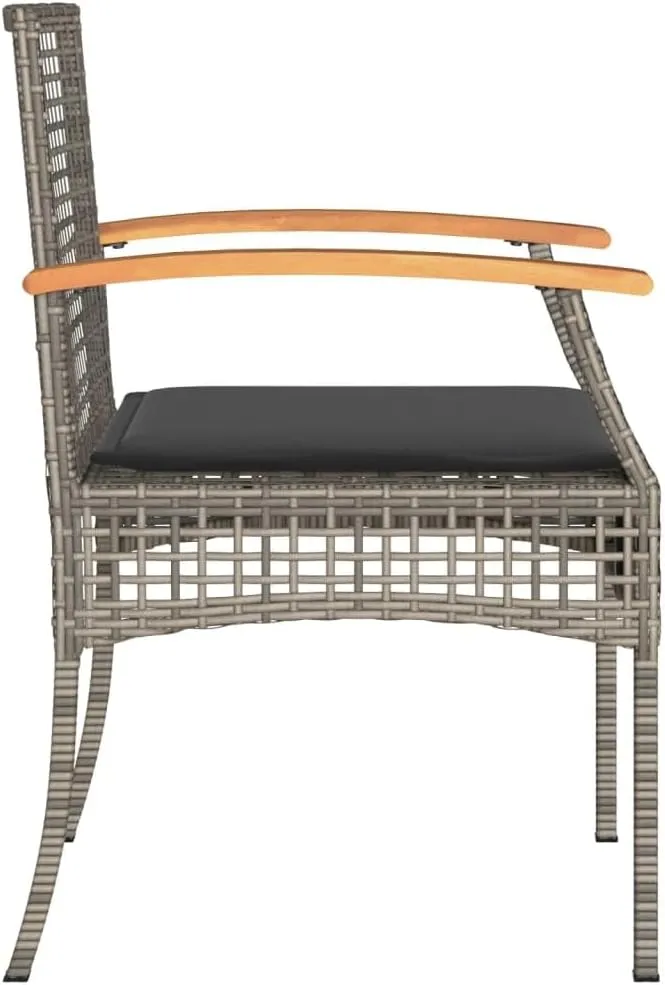 Outdoor Dining Chairs Beach Chair Dining Chairs Lounge Chair - Patio Chairs with Cushions 2 pcs Gray Poly Rattan Acacia Wood for Campsites Terrace Beaches Outside