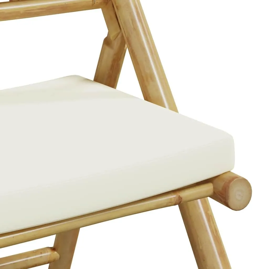 Outdoor Dining Chairs Beach Chair Outdoor Chairs Lawn Chairs - Folding Bistro Chairs 2 pcs with Cushions Bamboo for Outside Park Beaches Terrace