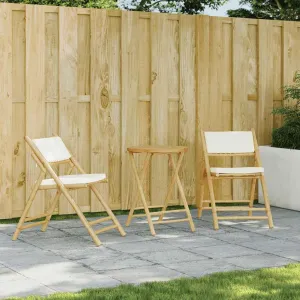 Outdoor Dining Chairs Beach Chair Outdoor Chairs Lawn Chairs - Folding Bistro Chairs 2 pcs with Cushions Bamboo for Outside Park Beaches Terrace