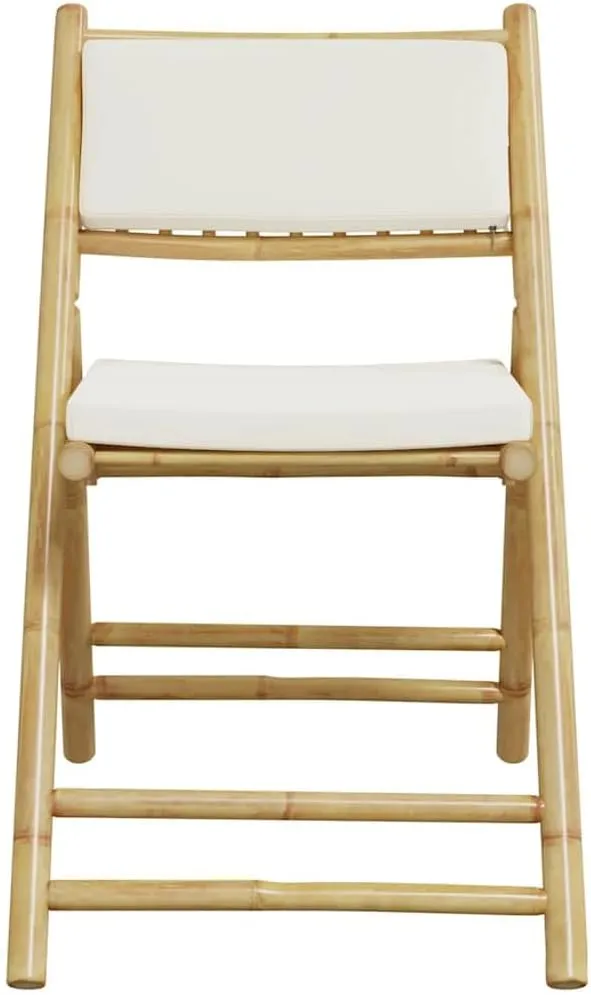 Outdoor Dining Chairs Beach Chair Outdoor Chairs Lawn Chairs - Folding Bistro Chairs 2 pcs with Cushions Bamboo for Outside Park Beaches Terrace