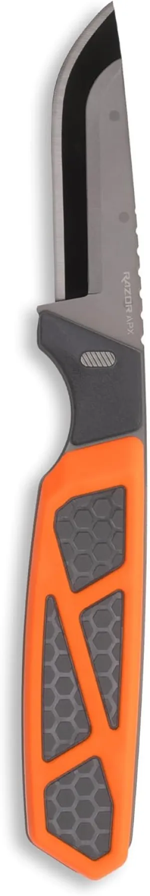 OUTDOOR EDGE Razor APX 3" Replaceable Hunting Knife with 3 Black Drop Point Blades, 1 Gutting, 2 Caping & 1 Saw Blade | Compact Skinning & Boning Knife with In-Handle Blade Storage