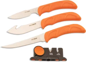 OUTDOOR EDGE Wild Roll Pack - 5-Piece Hunting Kit & Game Processing Set - Includes Gut Hook Skinning Knife, Caping Knife, Boning Blade & Two Stage Sharpener