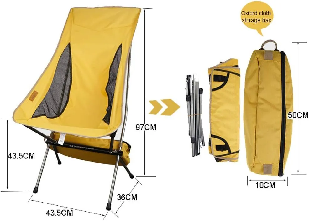 Outdoor Folding Chair,Heightened Moon Chair,Breathable and Comfortable Mesh Recliner,Portable Foldable Camping and Fishing,Leisure Beach Chair Backrest Chair