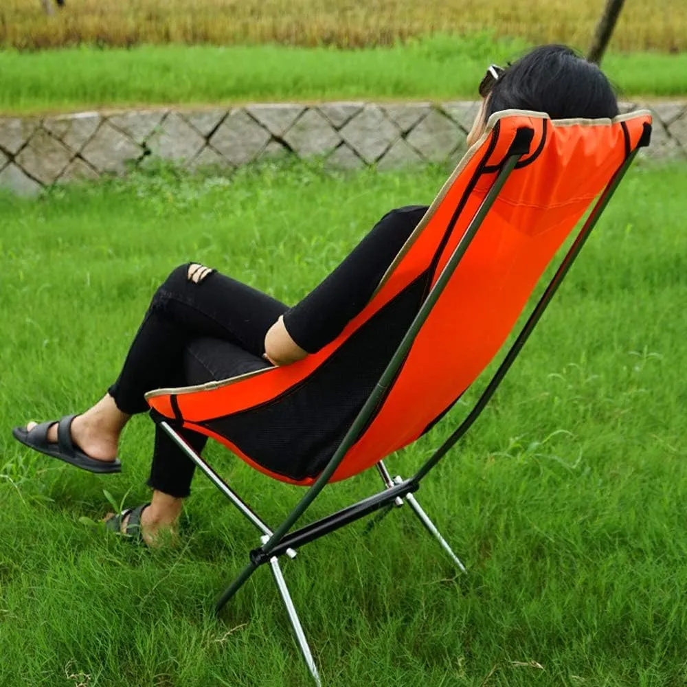 Outdoor Folding Chair,Heightened Moon Chair,Breathable and Comfortable Mesh Recliner,Portable Foldable Camping and Fishing,Leisure Beach Chair Backrest Chair