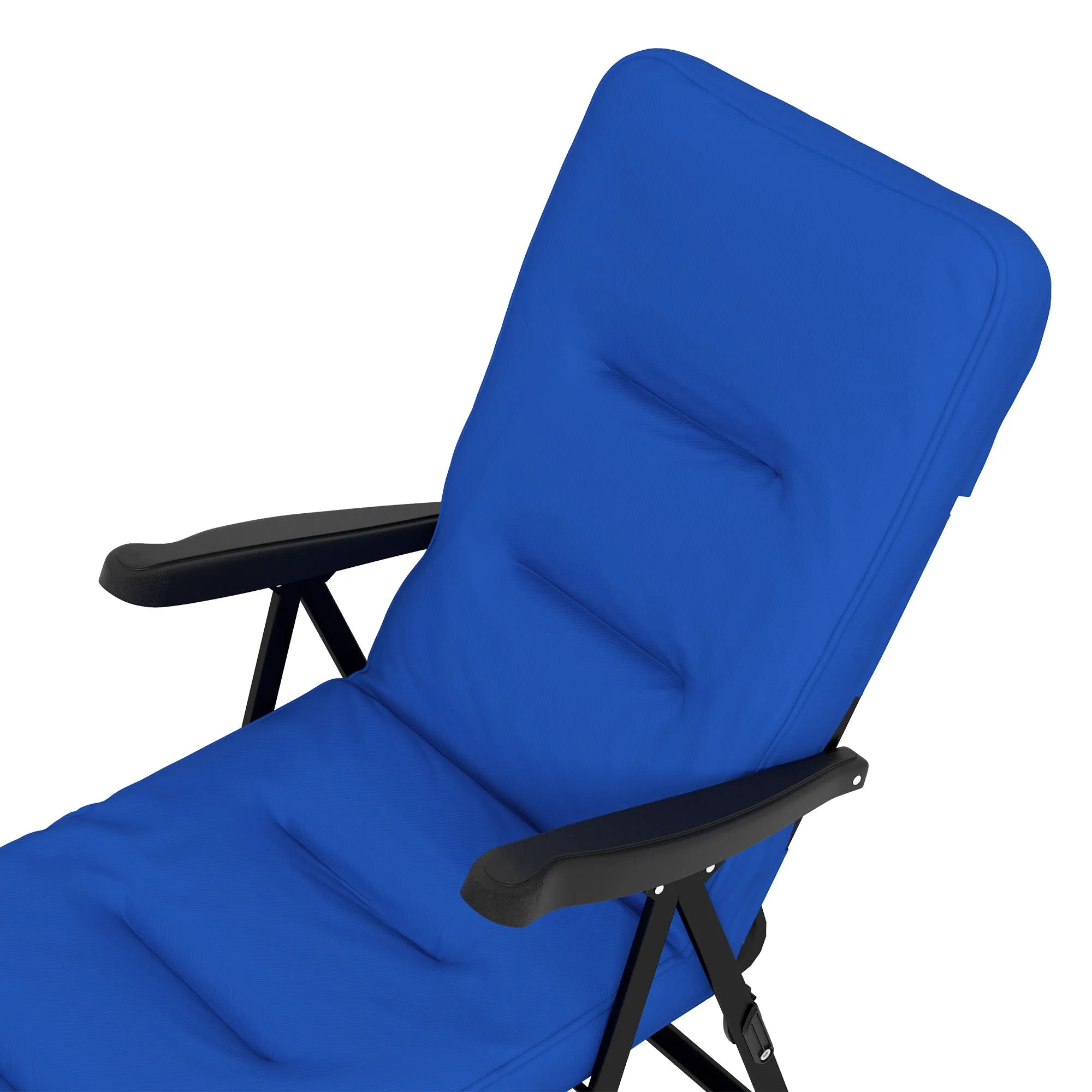 Outdoor Lounge Chair with Padded Cushion, Folding Reclining Patio Garden Chair with Recline Back, Footrest, for Poolside, Patio, Blue