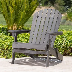 Outdoor Patio Lawn Chair, Weather Resistant Lawn Furniture, Wooden Adirondack Chair, Classic Lounge for Deck, Garden, Backyard, Fire Pit, Patio Chairs Foldable (Dark Grey)