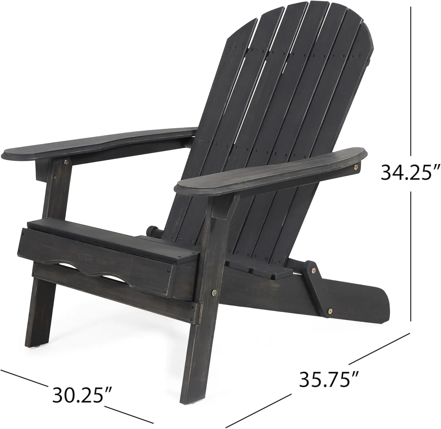 Outdoor Patio Lawn Chair, Weather Resistant Lawn Furniture, Wooden Adirondack Chair, Classic Lounge for Deck, Garden, Backyard, Fire Pit, Patio Chairs Foldable (Dark Grey)