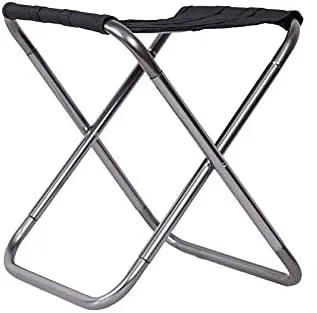 Outdoor Portable Camping Folding Chair Aluminum Alloy Fishing Barbecue Stool Size 24.5x22.5x27cm (Silver Gray), BGTRRF14789