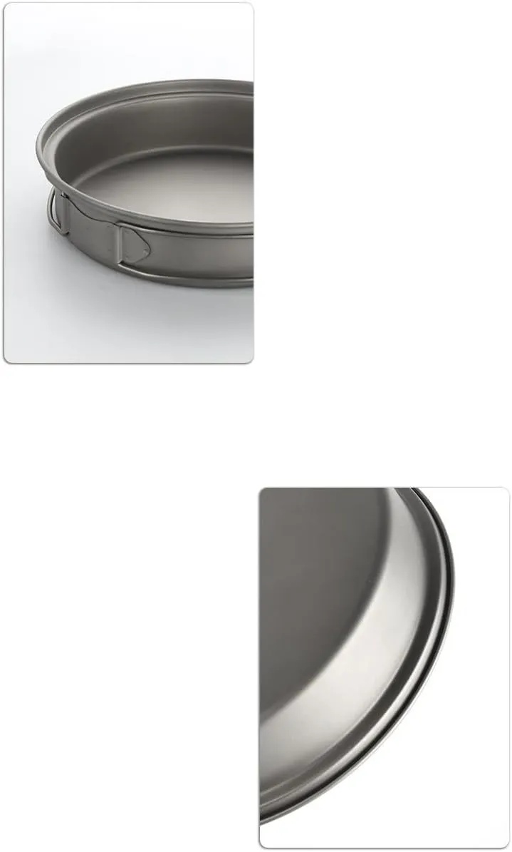 Outdoor Pure Titanium Frying Pan Lightweight Portable Tableware Pan Tableware Set(1)