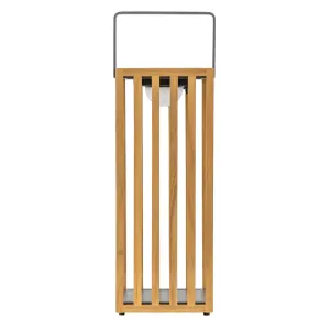 Outdoor Sanremo LED Solar Lantern | Natural Teak | 51cm