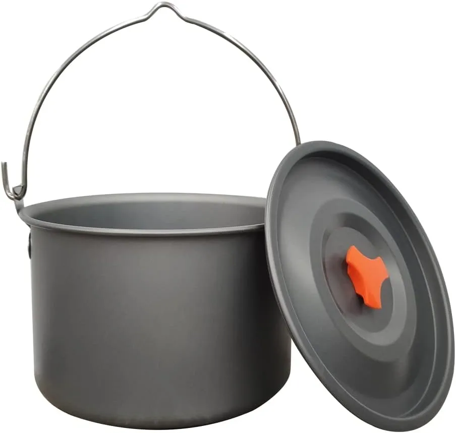 Outdoors 4-6 People Camping Non-Stick Pan Camping Hanging Pot Cauldron Team Bonfire Have A Picnic Pot Portable Picnic