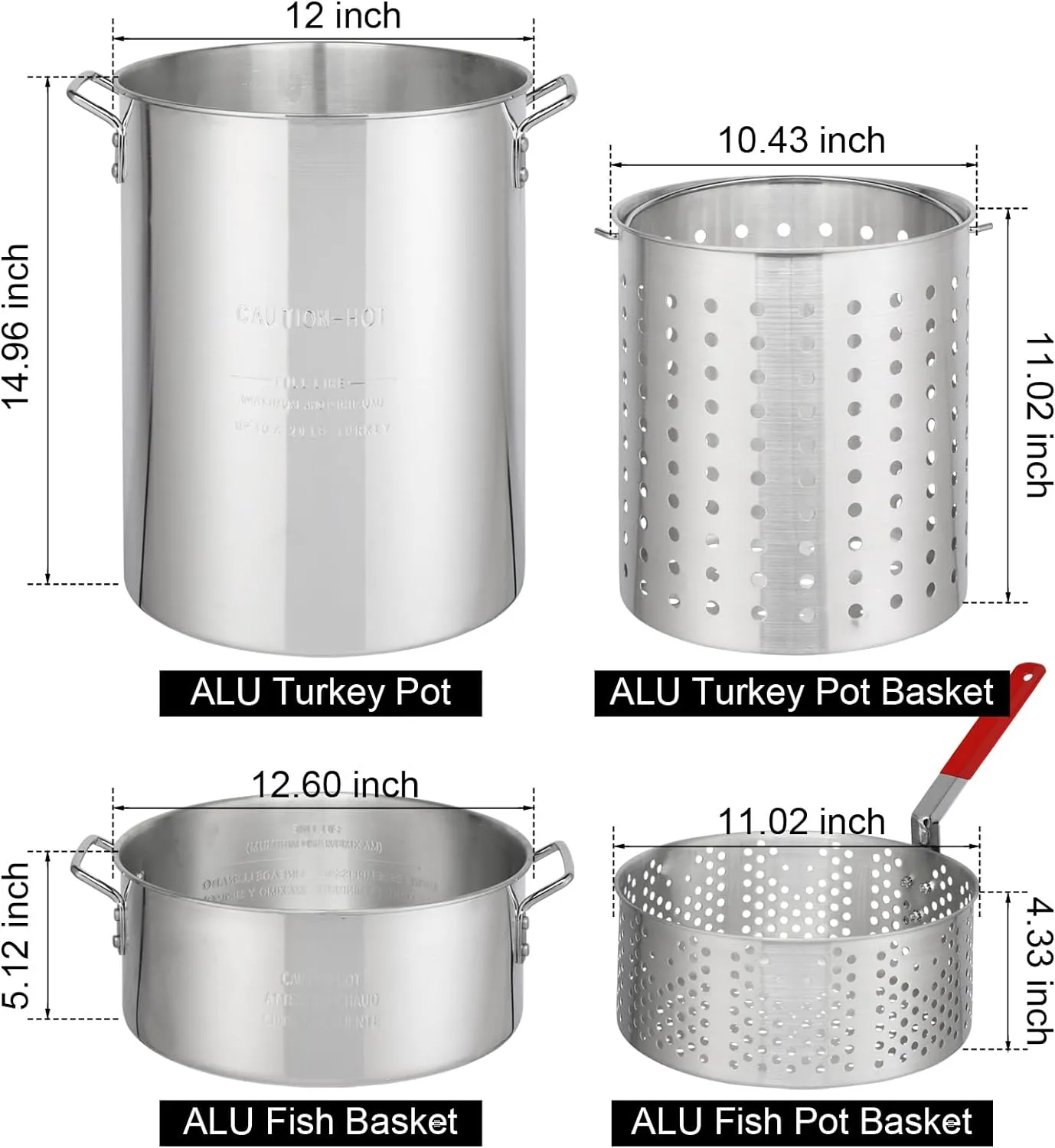 Outvita 30 Qt Turkey Deep Fryer & 10QT Fish Fryer Kit w/Baskets,Aluminum Fish & Seafood Boiler Steamer with 54,000 BTU Propane Gas Burner Stand Injector Thermometer Hose, Ideal for Outdoor Fry
