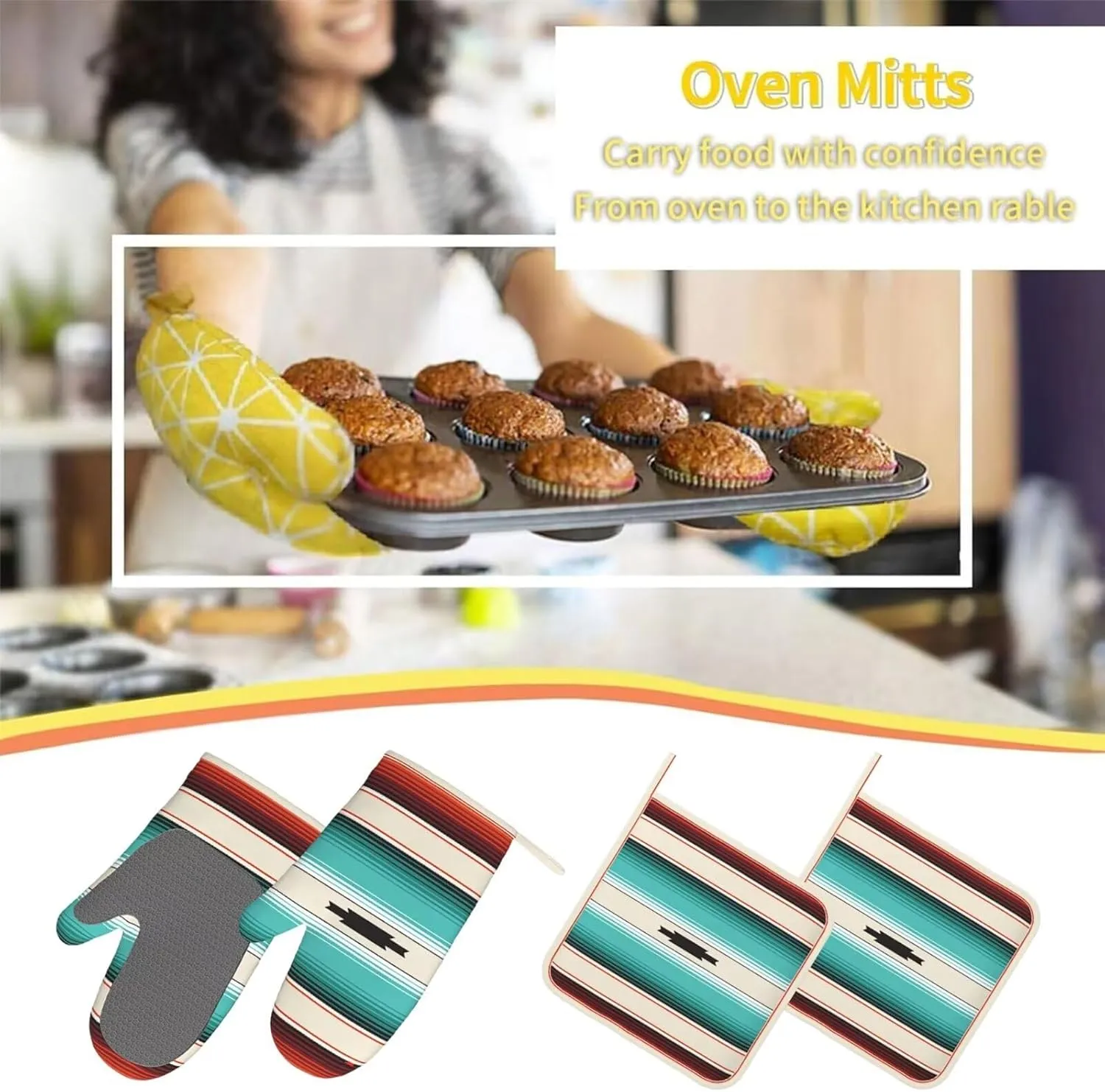 Oven Mitts and Pot Holders with Apron Set of 5 Silicone Kitchen Mitts Apron Pot Holder Set Oven Gloves Hot Holders