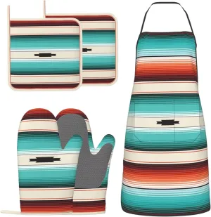 Oven Mitts and Pot Holders with Apron Set of 5 Silicone Kitchen Mitts Apron Pot Holder Set Oven Gloves Hot Holders