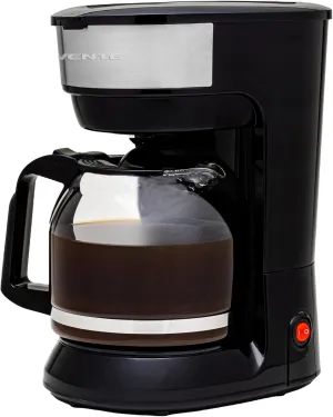 OVENTE 12-Cup Drip Coffee Maker with Borosilicate Glass Carafe, One-Touch Operation Machine, Anti-Drip System, Reusable Filter and Clear View Water Level Gauge, Ideal for Home or Office, Black CM412B