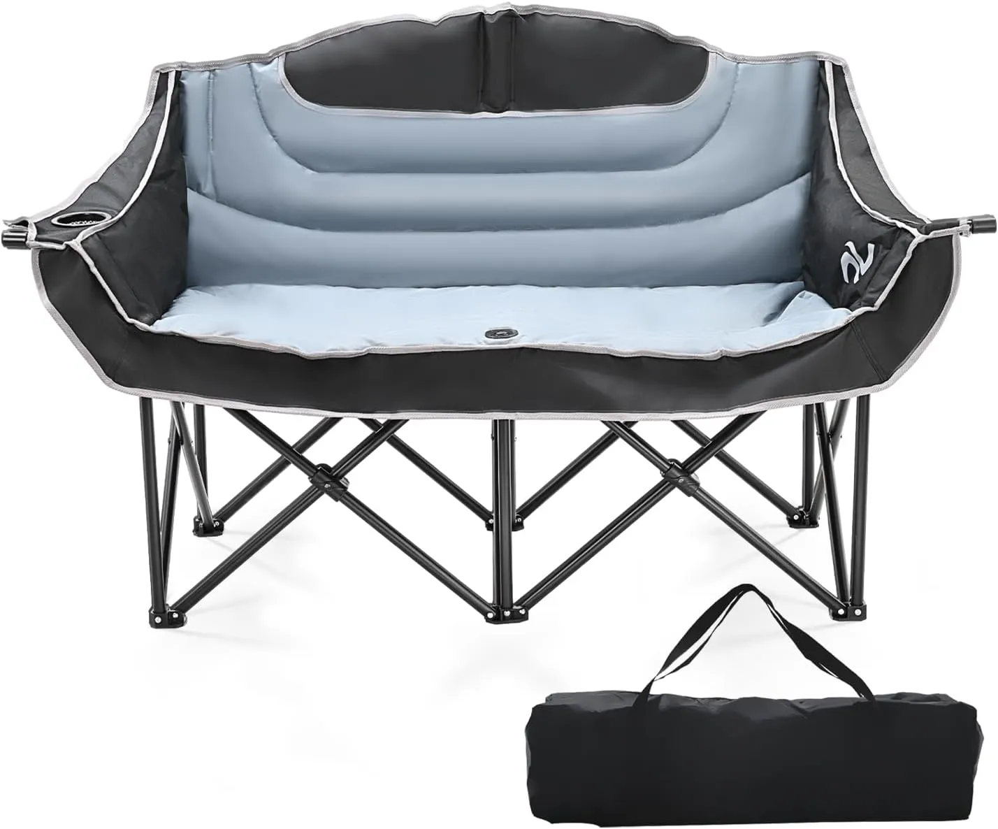 Oversized Folding Double Duo Camping Chair Heavy Duty, Portable Outdoor Loveseat Camping Chairs for Adults, Beach and Lawn Chair with Cup Holder, 900lbs Capacity