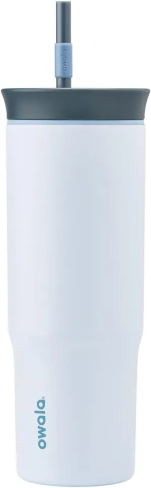 Owala Stainless Steel Triple Layer Insulated Travel Tumbler with Spill Resistant Lid and Straw, BPA Free, 24 oz, Grey/Blue (The Great Blue)