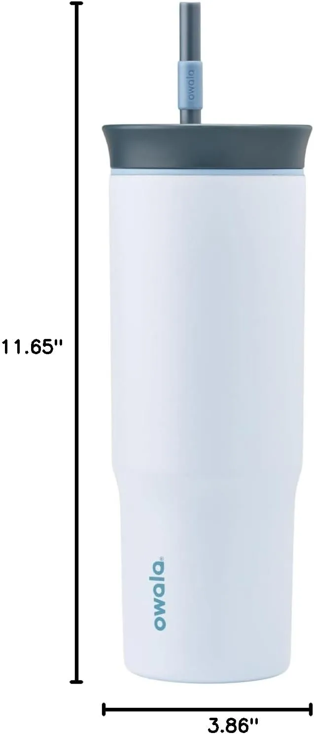 Owala Stainless Steel Triple Layer Insulated Travel Tumbler with Spill Resistant Lid and Straw, BPA Free, 24 oz, Grey/Blue (The Great Blue)