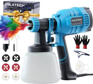 Paint Sprayer, Upgraded HVLP Paint Sprayer Gun, with 6 Copper Nozzles, Long Power Cord, Paint Sprayer for House Painting, Furniture, Fence, Walls, DIY Works