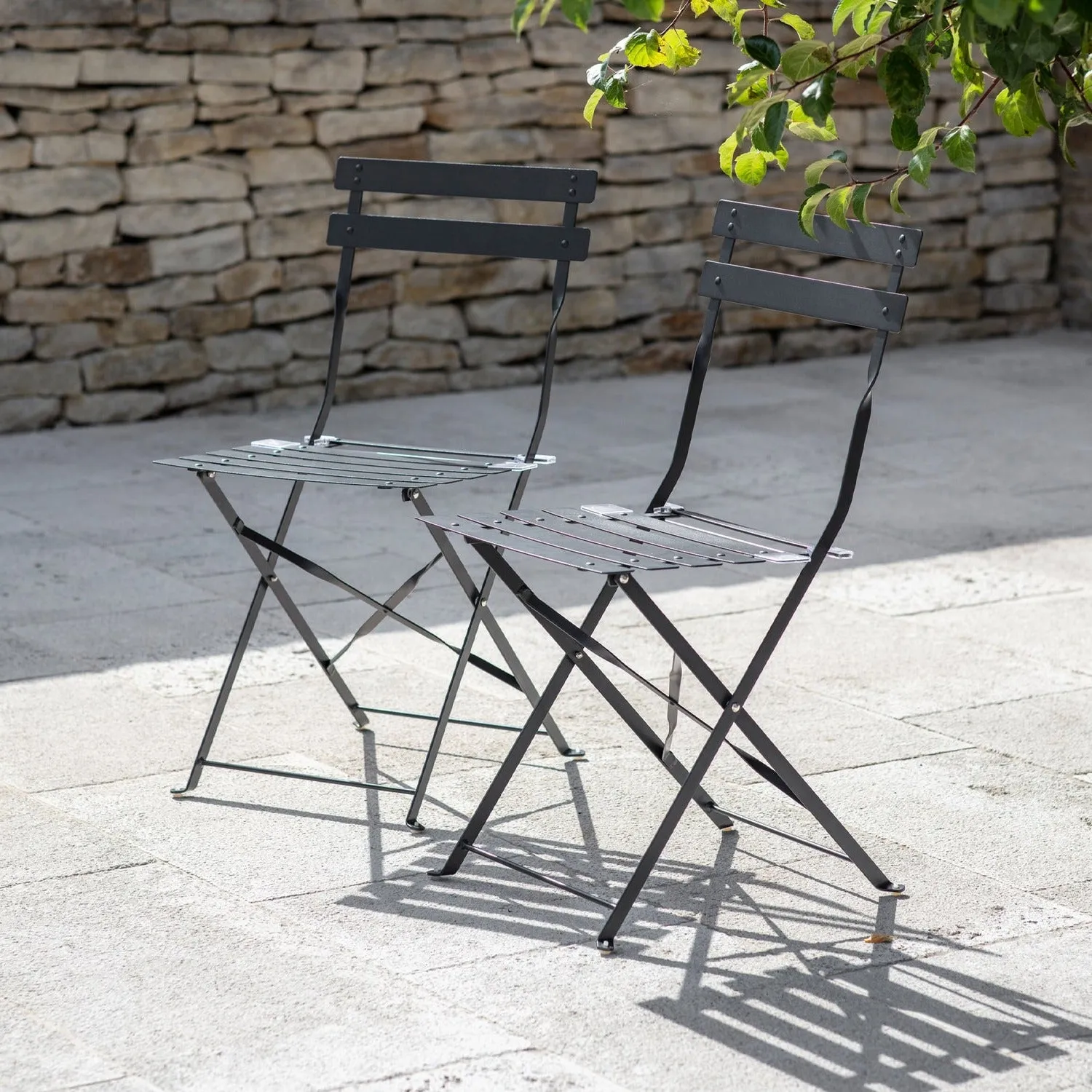 Pair of Bistro Outdoor Chairs in Carbon Steel