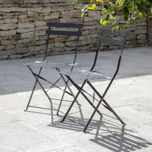 Pair of Bistro Outdoor Chairs in Carbon Steel