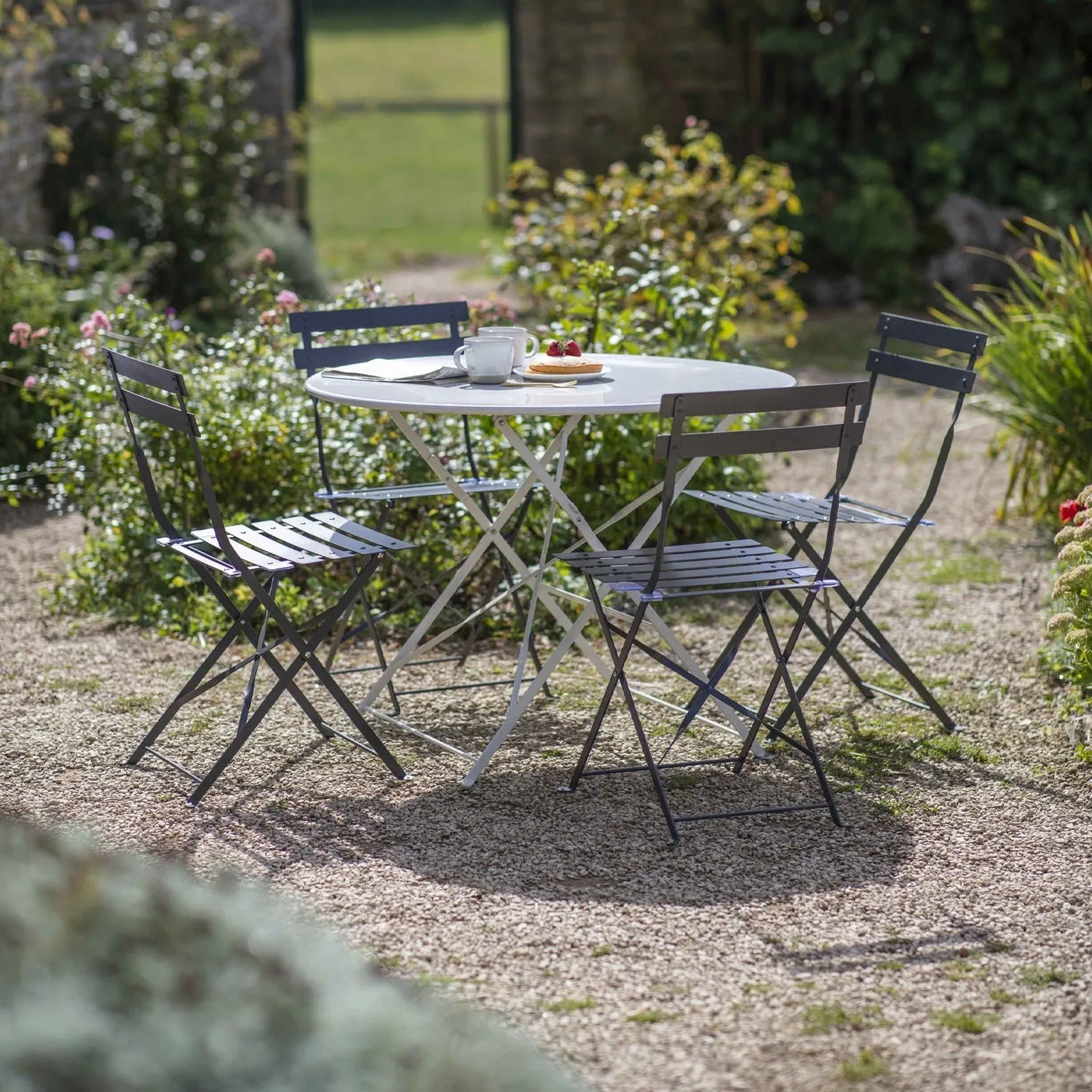 Pair of Bistro Outdoor Chairs in Carbon Steel