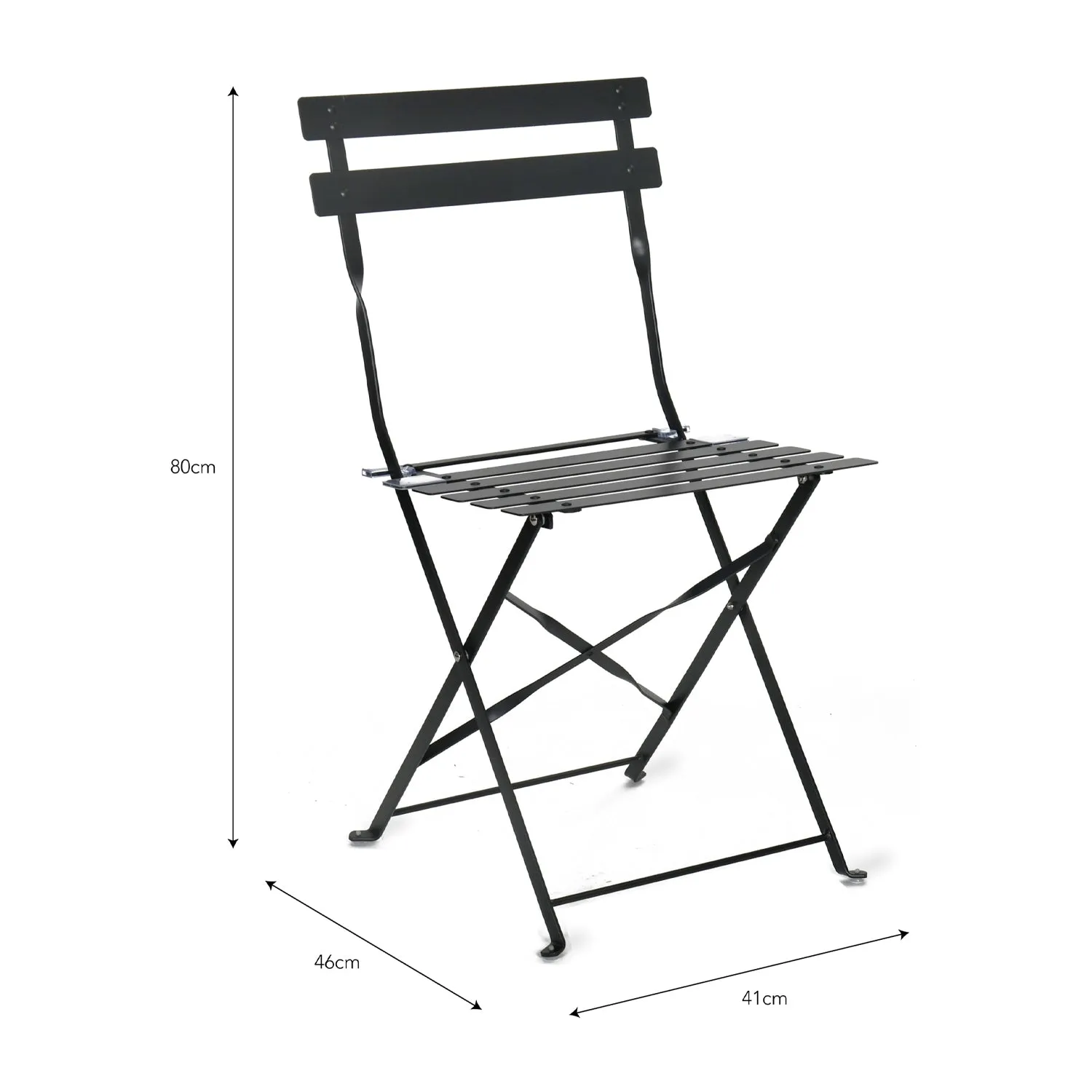 Pair of Bistro Outdoor Chairs in Carbon Steel