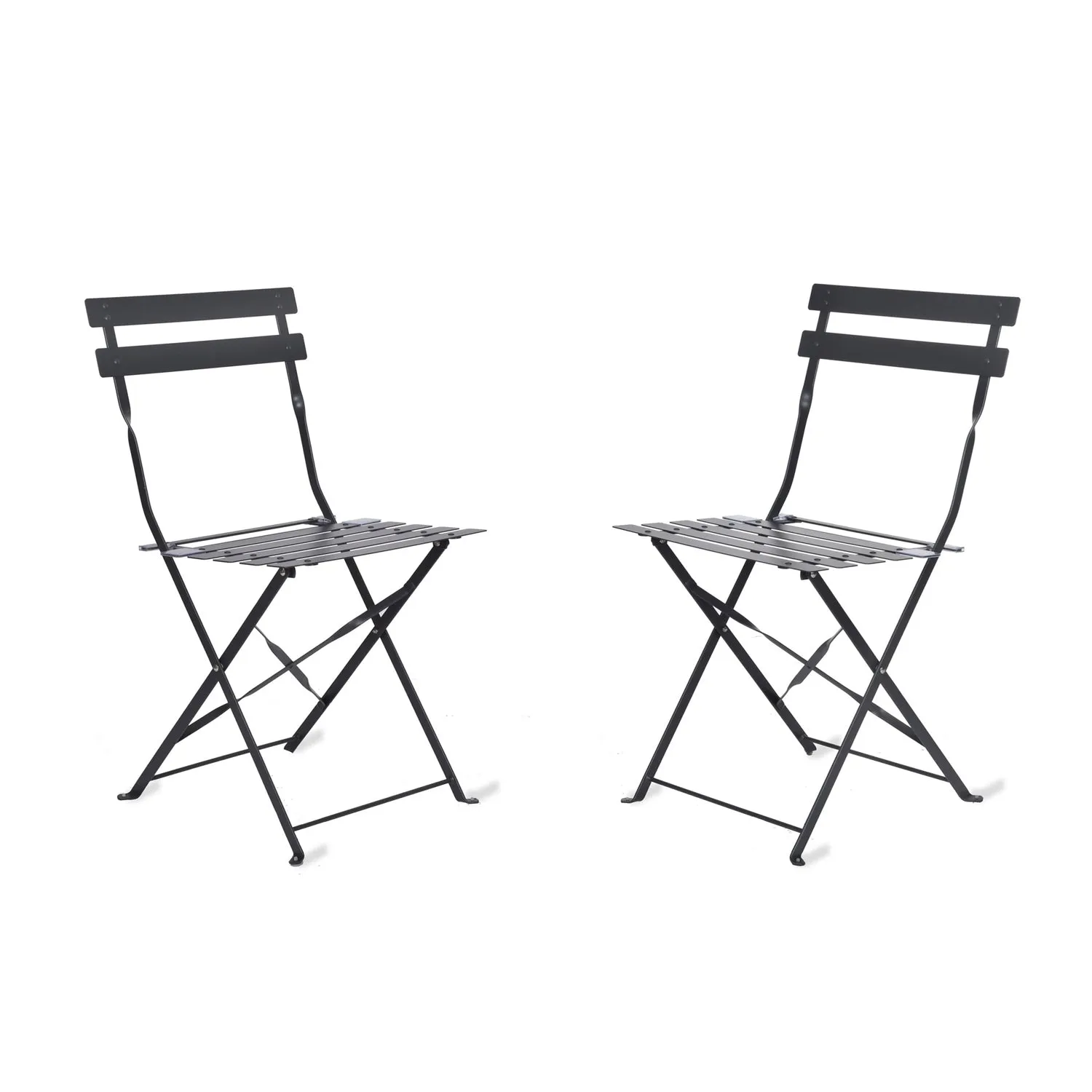 Pair of Bistro Outdoor Chairs in Carbon Steel