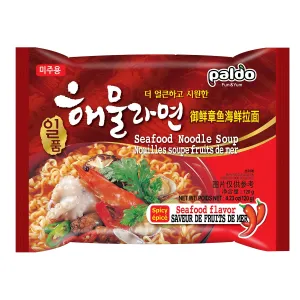 Paldo Fun & Yum Il Poom Seafood Instant Noodles with Spicy Seafood Based Broth, Best Oriental Style, Original Korean Ramyun, Spicy Ramen Challenge, K-Food, 일품 해물라면 120g (4.23 oz) x 10 Pack