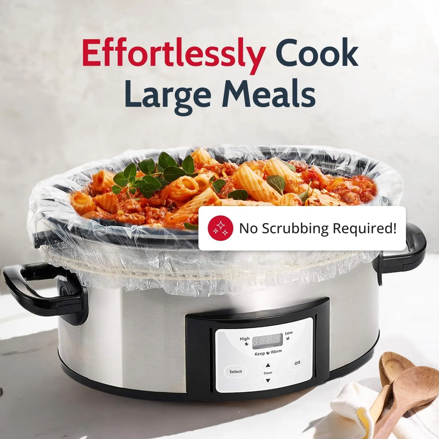 PanSaver Slow Cooker Liners - Disposable Liners with Sure Fit Band for Snug Fit - Instant Cleanup with No Scrubbing - Fits 3-6.5 Quarts, 4 Count