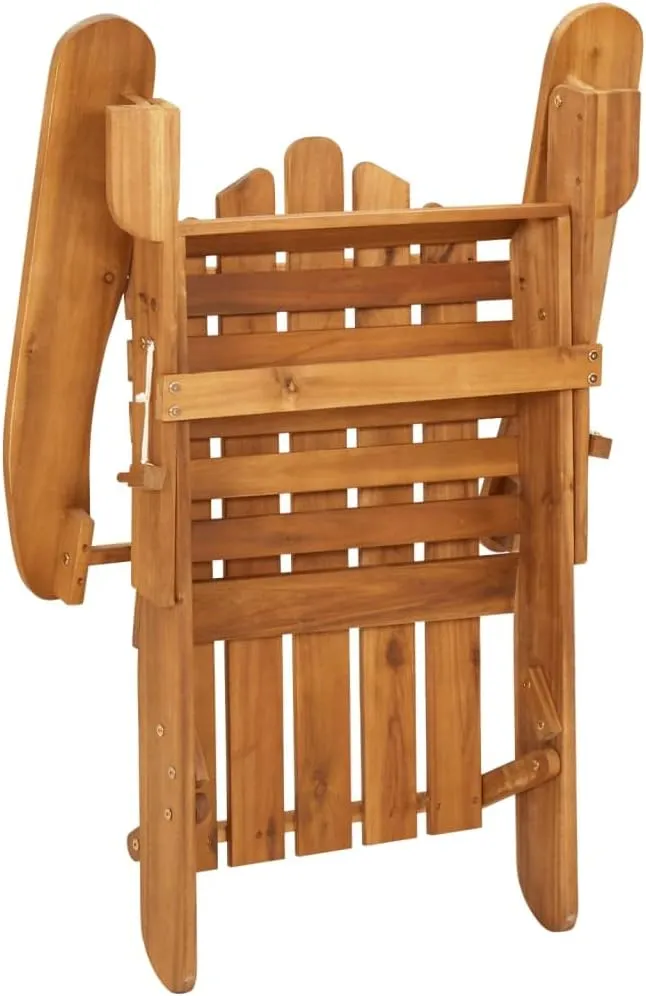 Patio Adirondack Chair with Footrest Solid Wood Acacia Folding Outdoor Lounge Chair Relaxing Garden Chairs for Patio, Deck, or Backyard