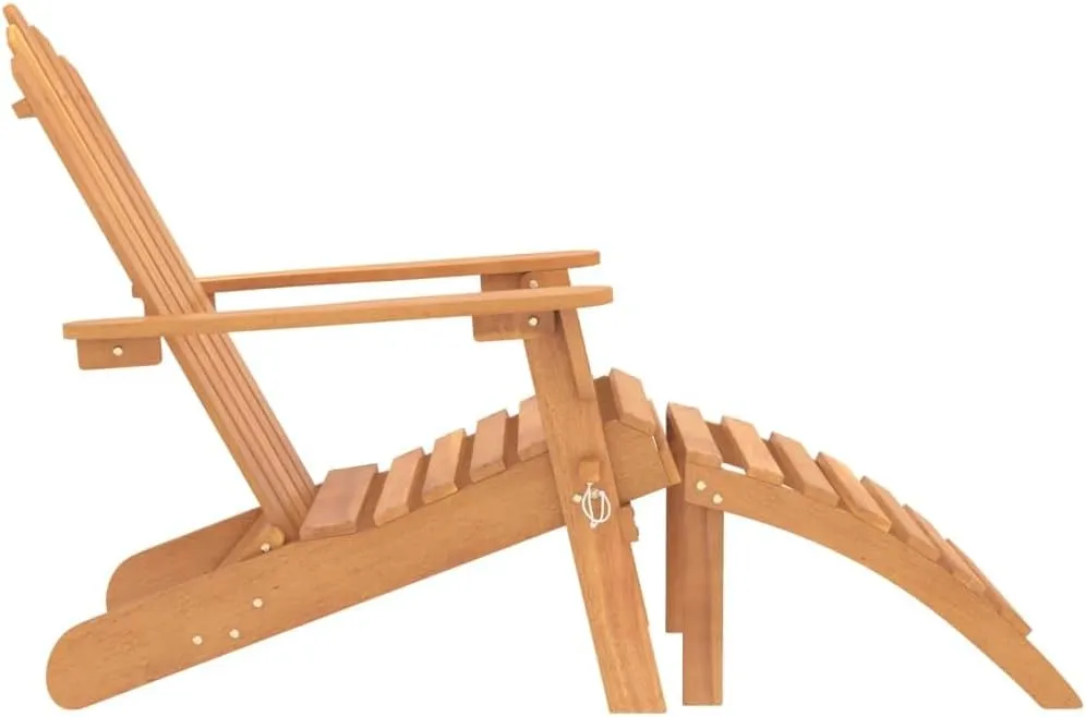 Patio Adirondack Chair with Footrest Solid Wood Acacia Folding Outdoor Lounge Chair Relaxing Garden Chairs for Patio, Deck, or Backyard